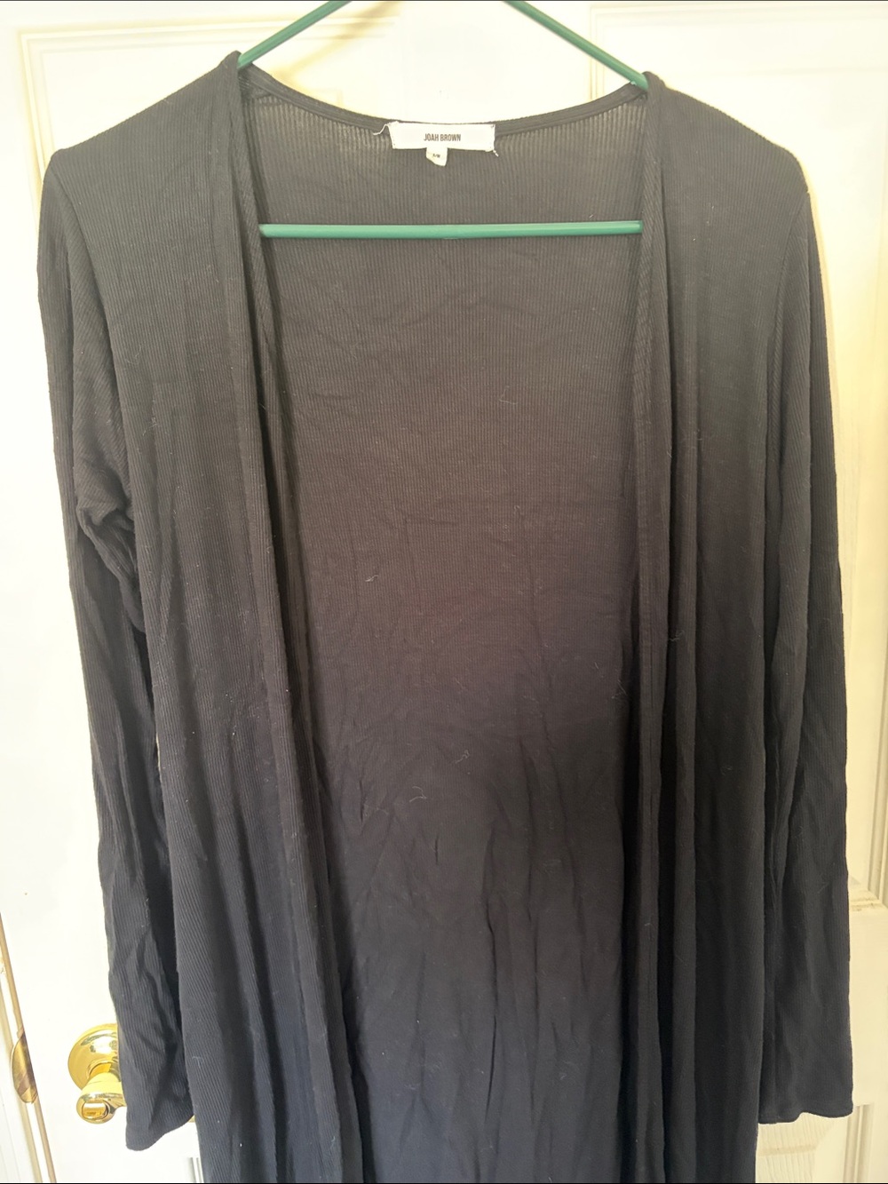 Joah Brown Black Long Open-Front Ribbed Cardigan S/M